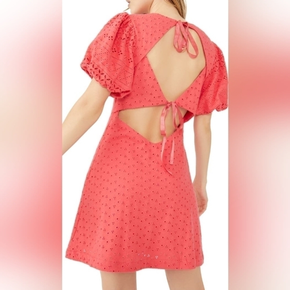 NWT Free People Puff Sleeve Eyelet Dress Size Large - Picture 4 of 10